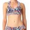 Anne Cole Lazy Daisy Marilyn Flounce Halter Bikini Top -Tial Muse Shop 18MT10460NVY 18MB31160 NAVY F