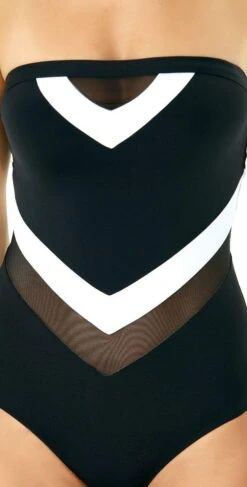 Anne Cole Color Block Mesh Chevron Spliced Bandeau Swimsuit 11 Anne Cole Color Block Mesh Chevron Spliced Bandeau Swimsuit -Tial Muse Shop 19MO01804 BLK 1667