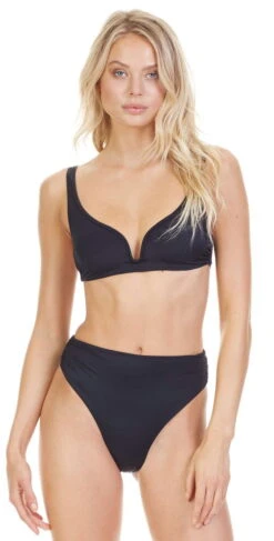 Tori Praver Chloe Plunge Bikini Top In Black -Tial Muse Shop 1S19SBSYSO BLK 2