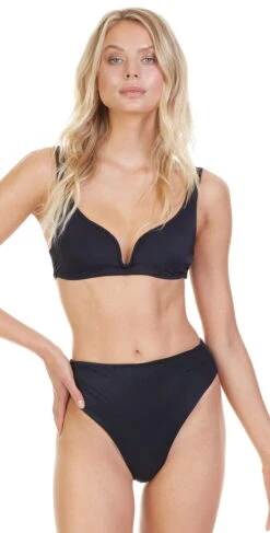 Tori Praver Chloe Plunge Bikini Top In Black