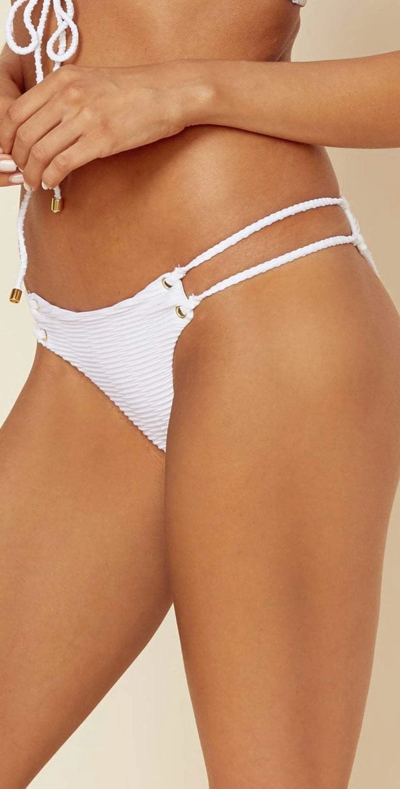 Blue Life Roped Up Skimpy Jacquard Bottom In White 390-9354-WHT 5 Blue Life Roped Up Skimpy Jacquard Bottom In White 390-9354-WHT - Image 3