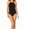 Anne Cole High Neck Lace Insert One Piece Swimsuit In Black -Tial Muse Shop 20MO05615 BLK