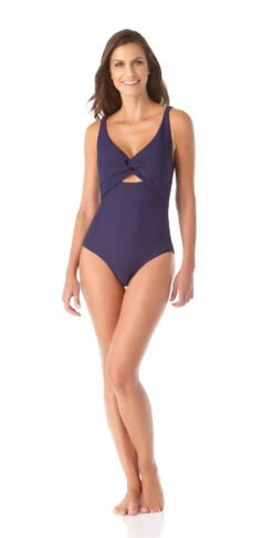 Anne Cole Dream Weaver Twist Front One Piece Swimsuit -Tial Muse Shop 20MO06014 NAVY 1752