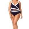 Anne Cole Hot Mesh Asymmetric Spliced Mesh One Piece Swimsuit -Tial Muse Shop 20PO02002