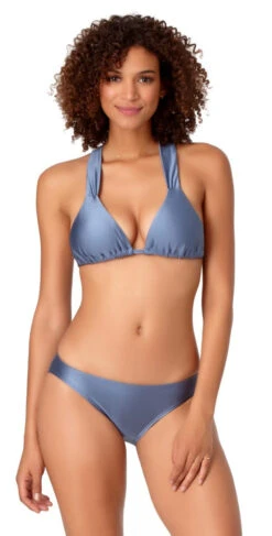 Anne Cole Studio Cross Back Triangle Bikini Top In Pewter