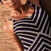 Nuria Ferrer Cannes One Piece In Navy Blue Stripes 3260 -Tial Muse Shop 3260