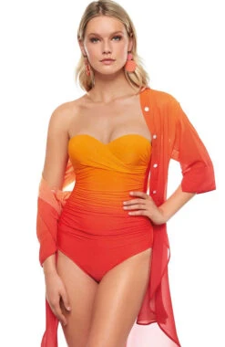 Roidal Brasil Megan Bandeau Underwire One Piece In Orange Ombre