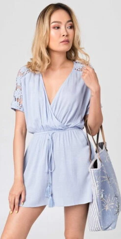 Pia Rossini Aubree Short Dress In Light Blue