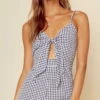 Blue Life Navy Gingham Tied Up Romper R097-7202-NVGNG -Tial Muse Shop Blue Life Navy Gingham Tied Up Romper