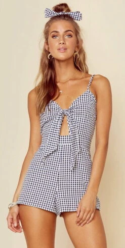 Blue Life Navy Gingham Tied Up Romper R097-7202-NVGNG