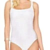 Gottex Essence Square Neck Tank One Piece Swimsuit In White 2 Gottex Essence Square Neck Tank One Piece Swimsuit In White -Tial Muse Shop ESSENCE 18EN173 big copy
