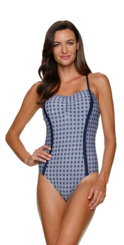 Draper James For Helen Jon Nassau Geo Flower One Piece In Navy