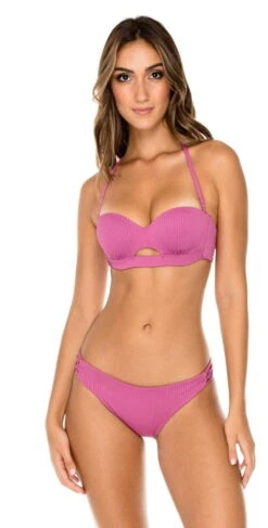 Luli Fama Orillas Del Mar Underwire Bandeau Bikini Top In Purple