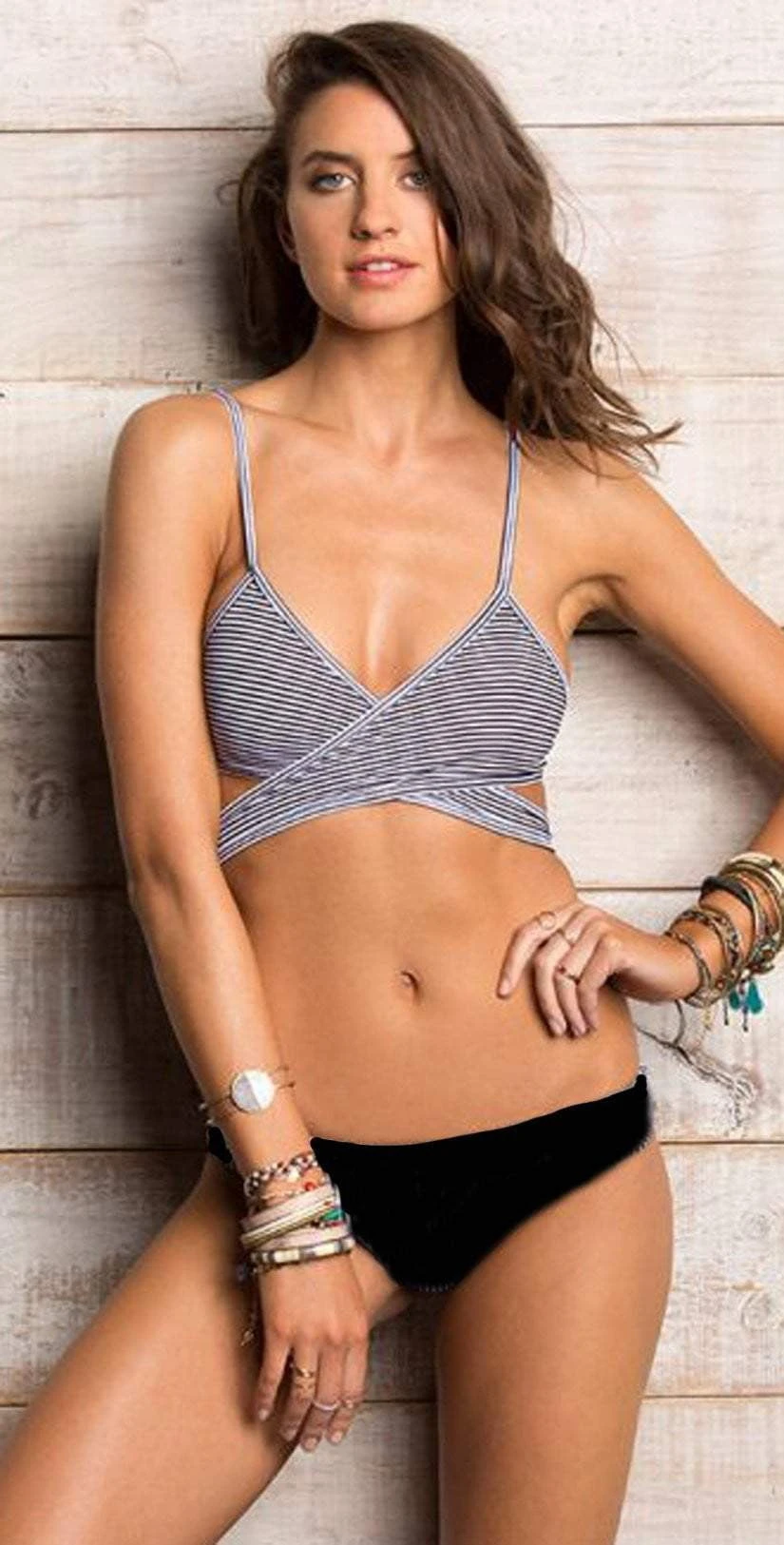 Maylana Emma Wrap Top In Stripes OL17-TB-05-STR 3 Maylana Emma Wrap Top In Stripes OL17-TB-05-STR