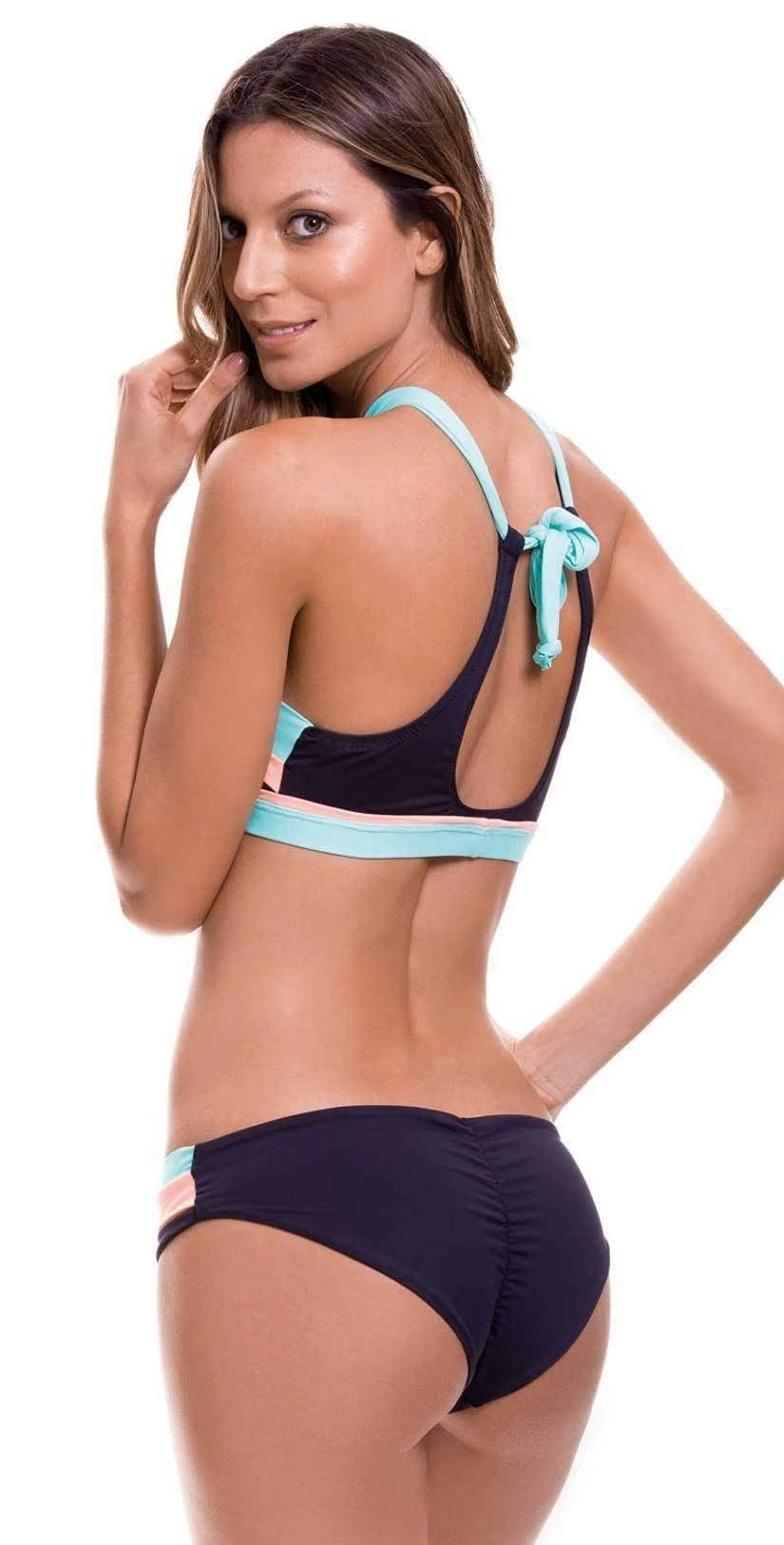 Milonga Color Block High Neck Top In Aqua 074 4 Milonga Color Block High Neck Top In Aqua 074 - Image 2