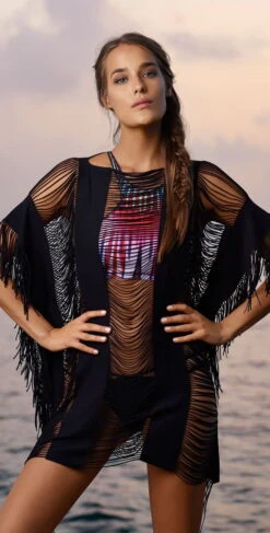 PilyQ Black Gold Monique Cover Up In Black -Tial Muse Shop R16 54 BKG 427T 0a60b47b 3c4c 468b 9118 1f71df377c78