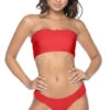 PilyQ Red Coral Smocked Bandeau Bikini Top 1 PilyQ Red Coral Smocked Bandeau Bikini Top -Tial Muse Shop REC 362B 1