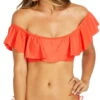 Raisins Sayulita Mermaid Flounce Top In Red Y710026-RED -Tial Muse Shop Raiains Sayulita Solids Red Mermaid Flounce Top Y710026 45 RED2291 R1