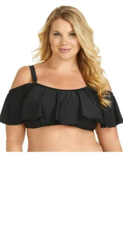 Raisins Curve Tortuga Flounce Top In Black Y840027-BLK -Tial Muse Shop Raisins Curve Tortuga Black Flounce Bra Top Y840027 57 BLK 2432 2