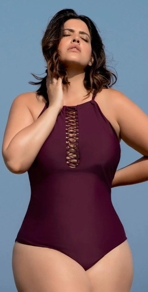 Raisins Curve Ola One Piece Swimsuit In Maroon Y840085-MAR -Tial Muse Shop Raisins Curve Sayulita Solids Mar