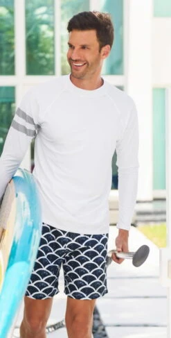 Snapperrock Men's Arm Band Rashguard Top In White M20052L