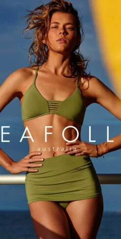 Seafolly High Waist Skirted Bottom In Moss -Tial Muse Shop Seafolly SUM1 Active Moss f67aba87 c7f5 4420 82c9 33b611e342ca