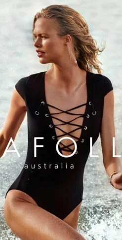 Seafolly Lace Up Cap Sleeve Maillot In Black 10744-058-BLACK -Tial Muse Shop Seafolly Summer Active Lace Up Maillot SUM1 Active Maillot