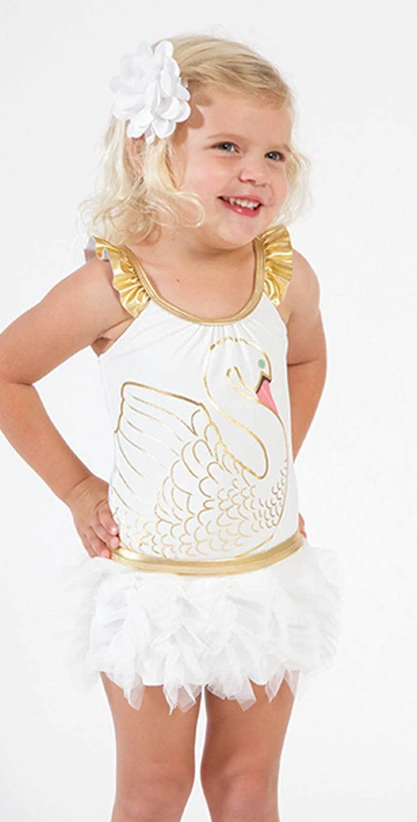 Shade Critters Little Girl's Swan Princess One Piece With Skirt SS024 3 Shade Critters Little Girl's Swan Princess One Piece With Skirt SS024