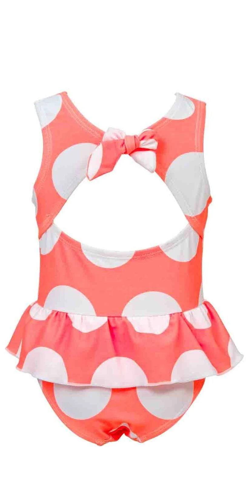 Snapperrock Little Girl's Neon Coral Spot Skirted Swimsuit G13075 - Image 3