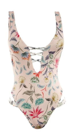 Boamar Iris One Piece In Pink Floral FPC003-FLPNK -Tial Muse Shop boamar 2018 IRIS ONE PIECE FRONT REVERSIBLE ROSE LINE SHEET