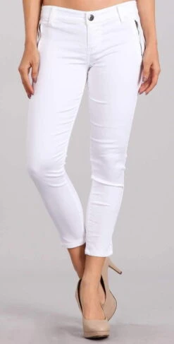 Celebrity Pink Skinny Mid Rise Crop Pant In White CJ40104SG