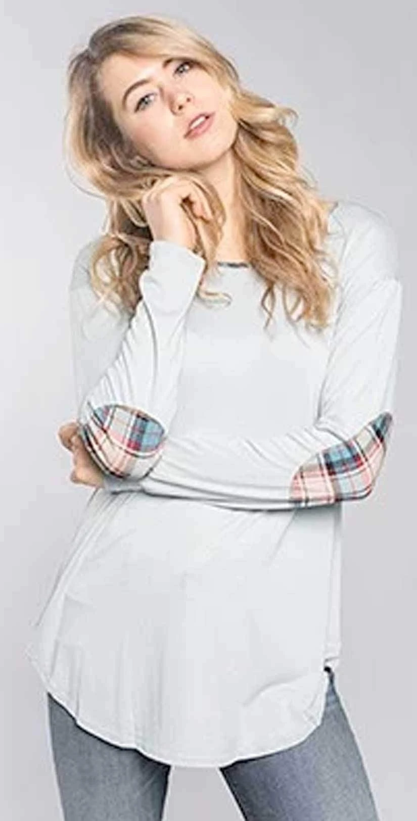 Chris And Carol Elbow Patch Long Sleeve Knit Top 160104T 4 Chris And Carol Elbow Patch Long Sleeve Knit Top 160104T - Image 2