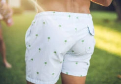 Bermies Mens Swim Trunk In Palm Stripes -Tial Muse Shop classicpalmglamback
