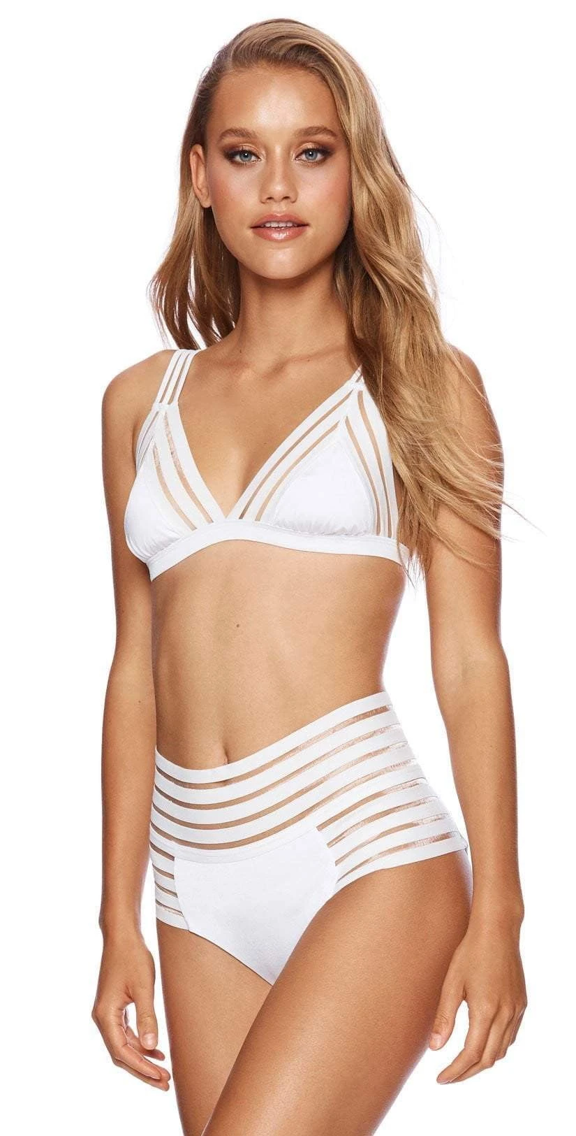 Beach Bunny Sheer Addiction Triangle Top In White 3 Beach Bunny Sheer Addiction Triangle Top In White
