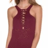 Malai Awe Fishbone High Neck One Piece In Merlot OP0091-MER -Tial Muse Shop melot 2018 malaiOP91