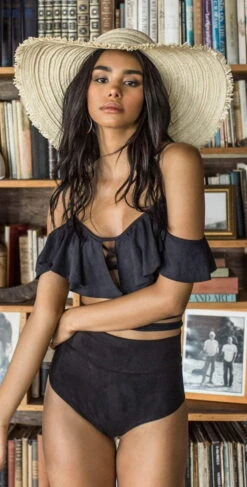 Montce Faux Suede La Caletta Top In Black -Tial Muse Shop montce black suede caletta top 2018 5064