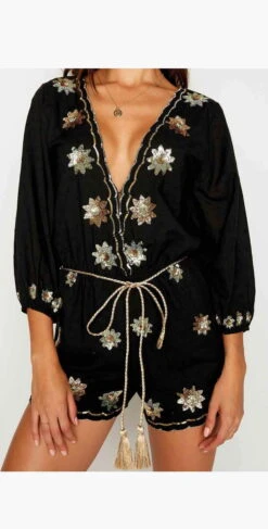 Beach Bunny Myra Romper In Black -Tial Muse Shop myra b12110c5 blck 3