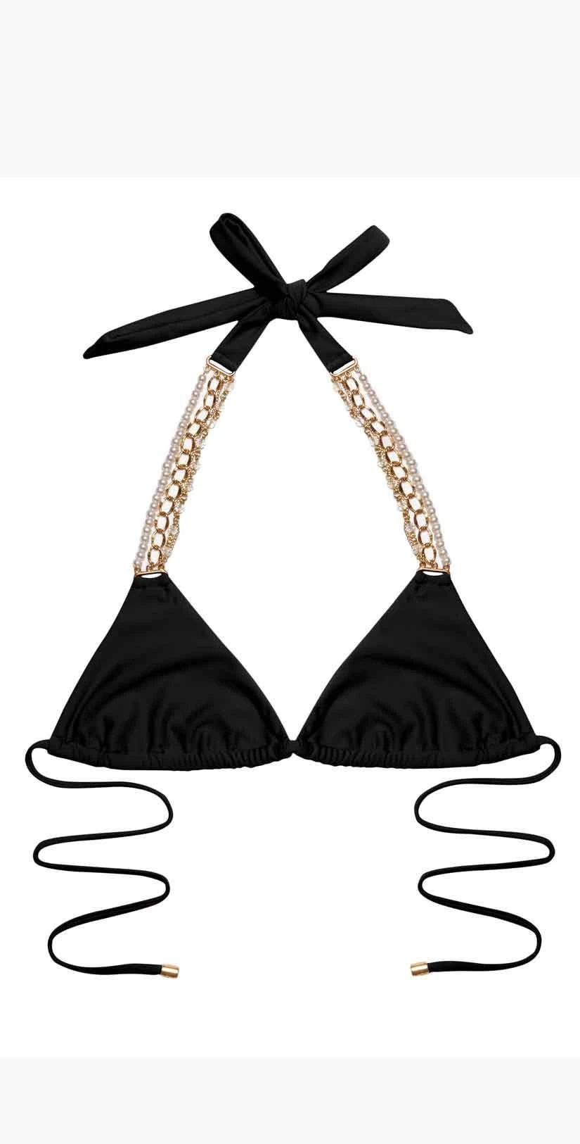 Beach Bunny Pretty In Pearls Triangle Bikini Top In Black Or Poppy 7 Beach Bunny Pretty In Pearls Triangle Bikini Top In Black Or Poppy - Image 5