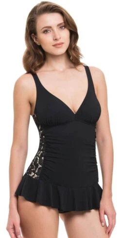 Profile By Gottex Allure Skirted One Piece In Black E846-2D05-001