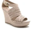 Qupid Shoes Lena Perforated Strappy Wedge In Nude LENA-619 NUDE -Tial Muse Shop qupid shoes 2018 LENA 619 NUDE NUBUCK PU 1 grande43 9a2bc35c e8a8 4deb 8313 543d8c0c8729