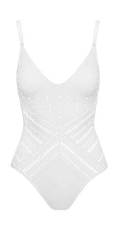 Robin Piccone Clarissa V Neck Crochet One Piece In White 180311-WHT -Tial Muse Shop robin piccone180311 WHITE FRONT 1024x1024 519c4d05 08ee 44c0 a877 3bc2f243f60d