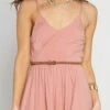 She + Sky Cami Romper With Lace Hem Line In Dusty Rose SL4120 1 She + Sky Cami Romper With Lace Hem Line In Dusty Rose SL4120 -Tial Muse Shop she and sky 2018SL4120 Color 39