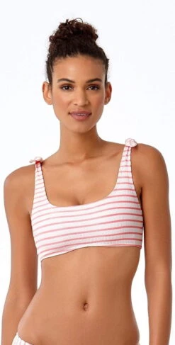 Anne Cole Studio Coral And White Striped Bikini Top -Tial Muse Shop top only18ST13602 18SB32202 COR 528