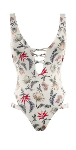 Boamar Iris One Piece In Pink Floral FPC003-FLPNK -Tial Muse Shop white revesible 2018 boamarIRIS ONE PIECE FRONT REVERSIBLE OFF WHITE LINE SHEET